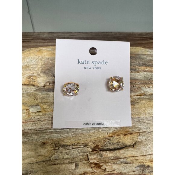 Kate Spade New York Clear Gold Cubic Zirconia Stud Earrings - Picture 1 of 5